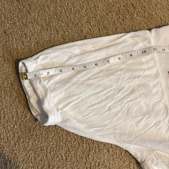 Umgee White Embroidered Pink Floral High Low Top Size L - Picture 9 of 9